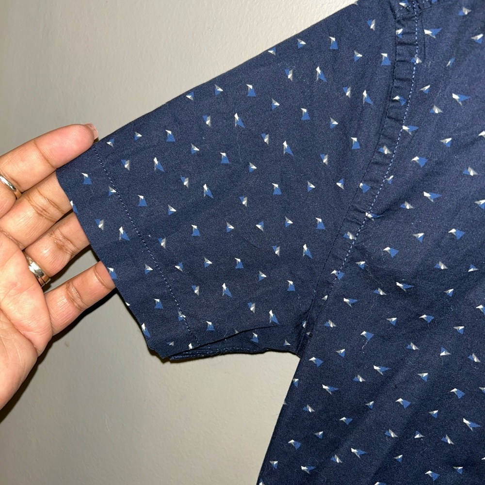 Hawker Rye shirt - navy print short sleeve button front w/chest pocket - Picture 5 of 9